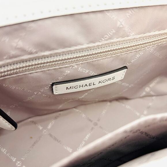 Michael Kors Purse Manhattan Satchel Crossbody Optic White - Picture 8 of 9